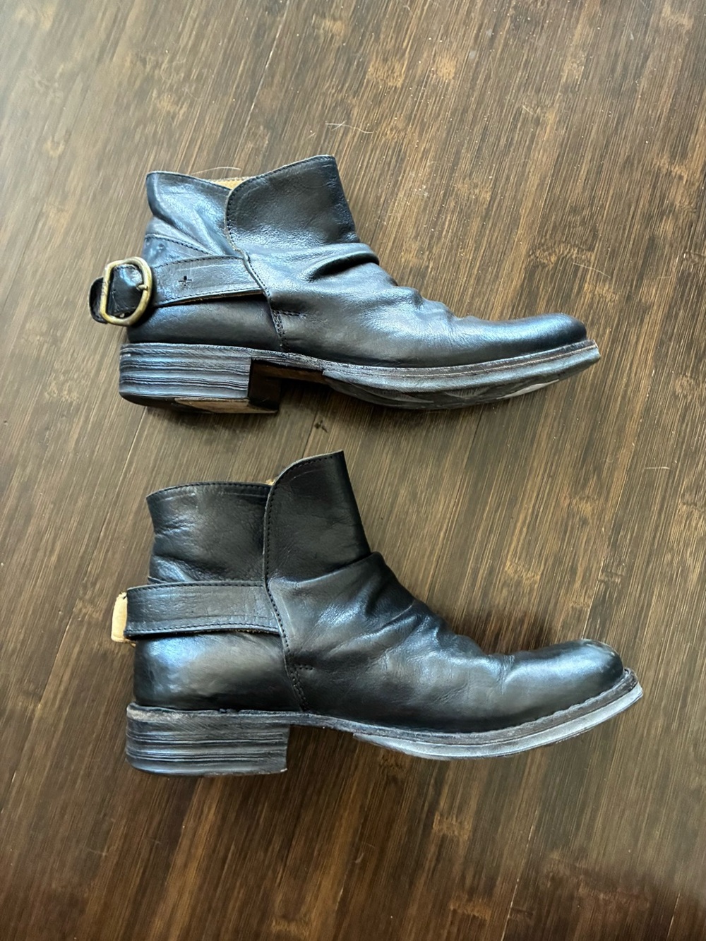 Fiorentini + Baker Black Leather Ankle Boots with Buckle (fits like a 6)